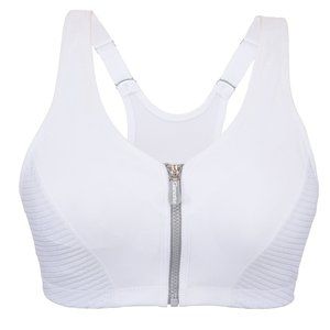 Glamorise SPORT Bra 32D (HIGH-IMPACT) Wicking (RACERBACK) Stretch WHITE NEW